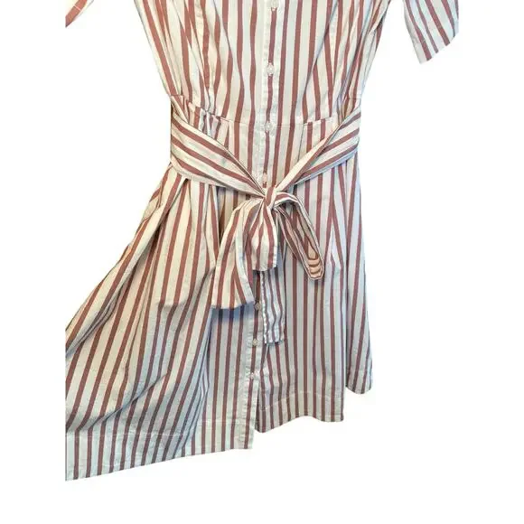 Boden Women 4 Anastasia Shirt Dress‎ Tie Waist Brown Conker/Ivory Button Up - Picture 6 of 17